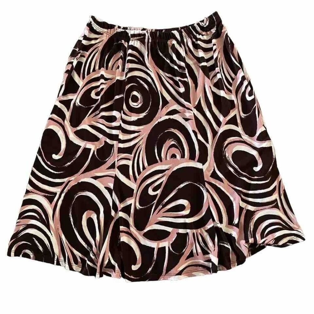 Connected Skirt Size‎ 1X Stretchy Elastic Waist Pull On Brown Mauve Lightweight